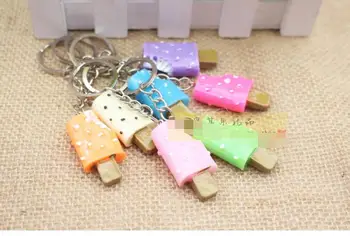 

100pcs/lot creative style woman man ice cream keychain unisex resin ice cream key ring mix colors