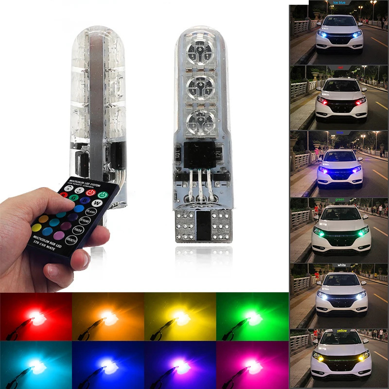 T10 W5W 194 5050 светодиодный RGB подсветка автомобиля интерьерный клиновидный сторона