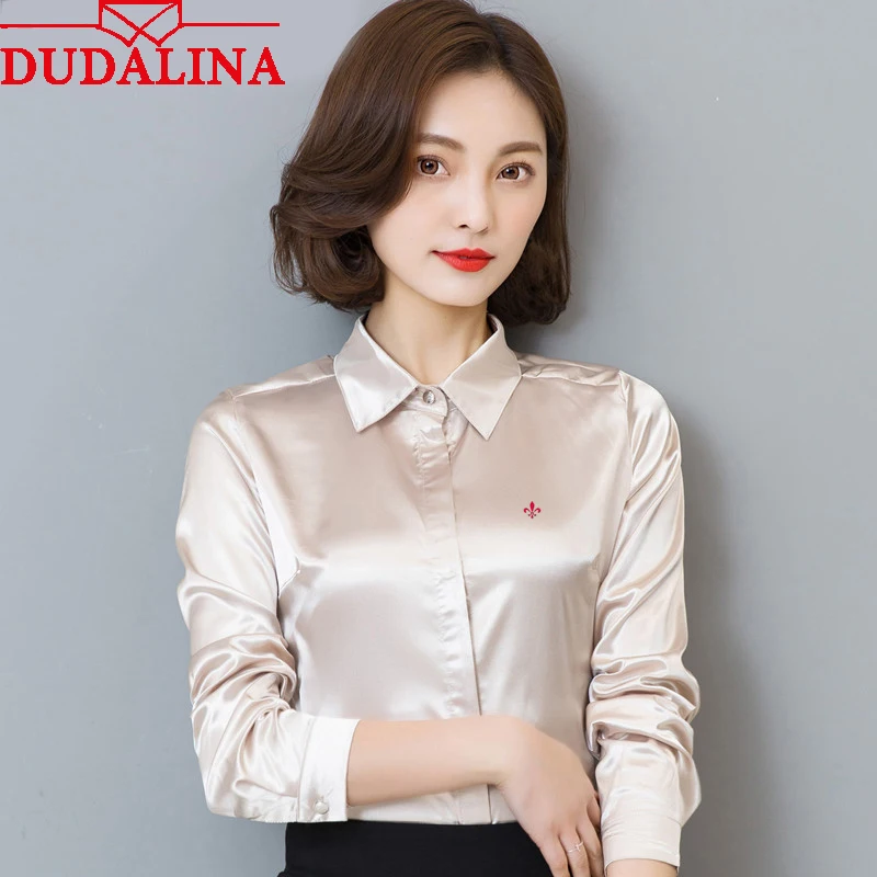 

DUDALINA 2019 New Women Blouse Shirt Embroidery Female Blouses Silk Shirts Casual Spring Summer Tops Women Clothing Blusas