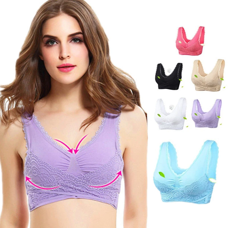 Comfortable Solid Color New Cross Side Buckle Without Rims Gathered Sports Underwear Sleep Bra women's sports bra