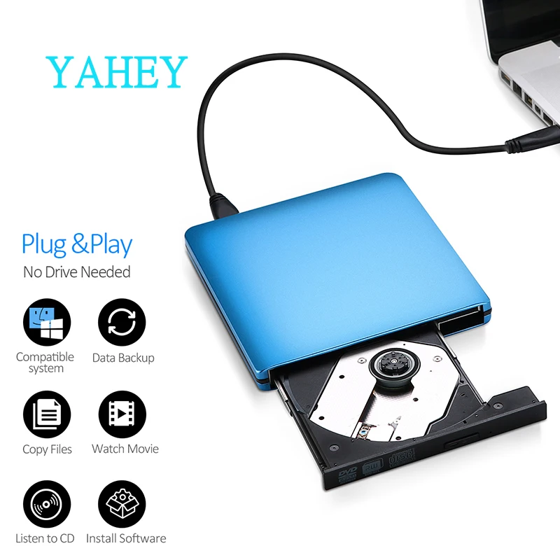 USB 3.0 DVD Burner DVD ROM Player External Optical Drive CD/DVD RW Writer Recorder Portatil Drives for Laptop Computer Mac pc
