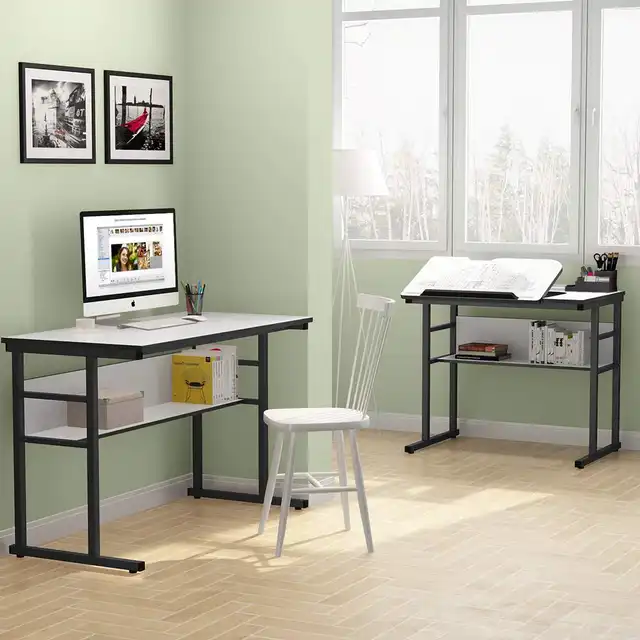 Modern L Shaped Desk With Bookshelf Tribesigns Corner Computer