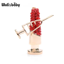 Wuli&baby Sparkling Red Czech Crystal Copper Needle Nurse Doctor Brooch Pins Gift pulatu red crystal lobster brooch gift for girlfriend