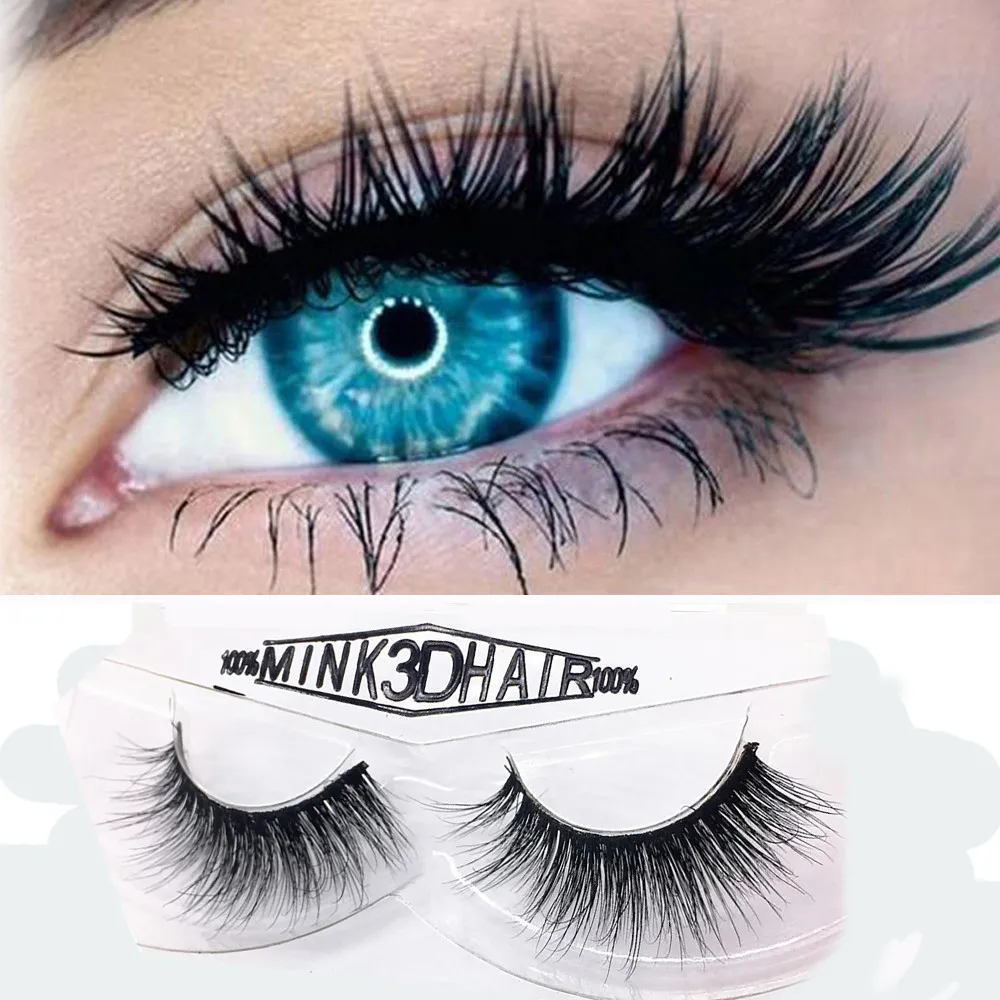 

Hot sale 1 pair 3D False Lashes 100% Natural mink thick false false eyelashes makeup cross extension fashion 4