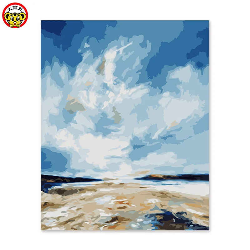 

painting by numbers art paint by number DIY decoration drawing room bedroom sofa background drawing Abstract scenery sky