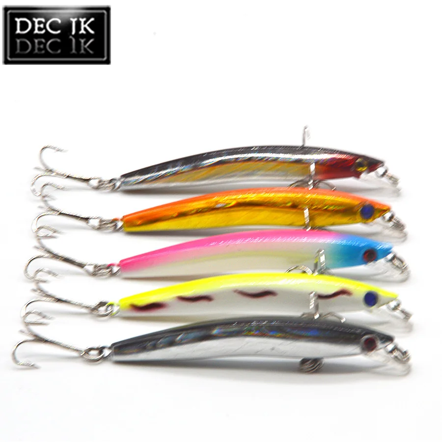 5PC Floating Plastic Hard Minnow Fishing Lure Artificial Fake Bait Swimbait Trolling Crankbaits Wobblers Saltwater Lures Tackle (7)