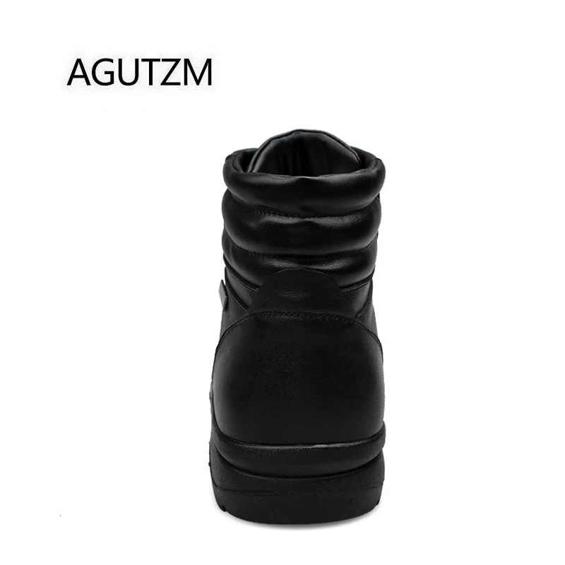 AGUTZM Q921 Новые черные мужские зимние ботинки из натуральной кожи с кроличьим мехом размера плюс 38-54