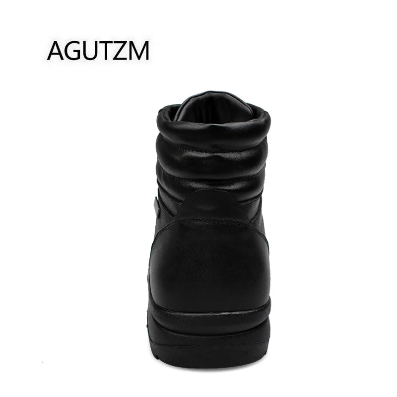 AGUTZM Q921 Новые черные мужские зимние ботинки из 100% натуральной кожи с кроличьим