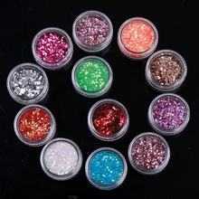12 шт модные Блестки Дизайн ногтей порошок пыль наконечник горный хрусталь ногтей мерцающие фольги маникюрные принадлежности для украшения