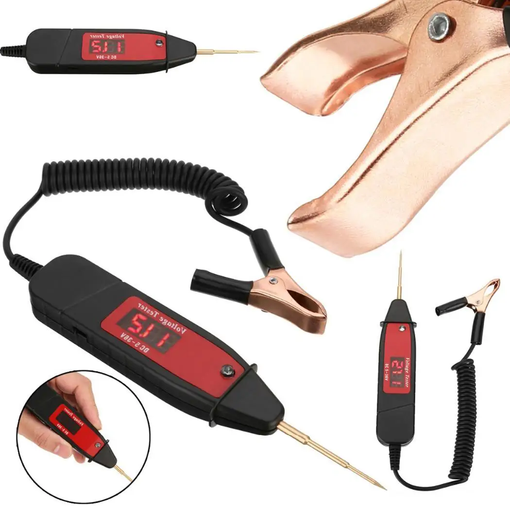 

DC5-36V Car Digital Electric Voltage Test Pen Auto Circuit Tester Probe Detector Car Diagnostic Tool 1.65m Spring Line Styling