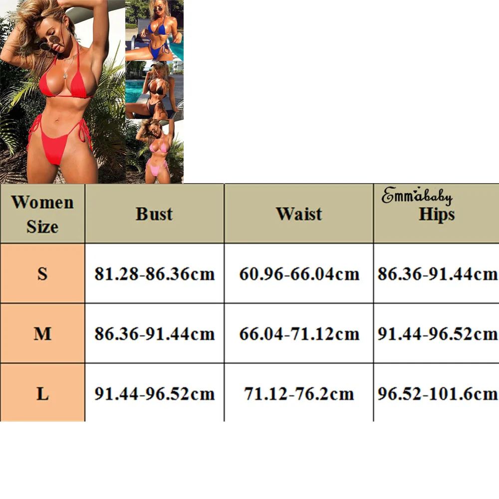 Сексуальный женский бразильский Одноцветный купальник на бретельках, бандаж, бикини, бюстгальтер пуш-ап, топы, стринги, плавки, купальник