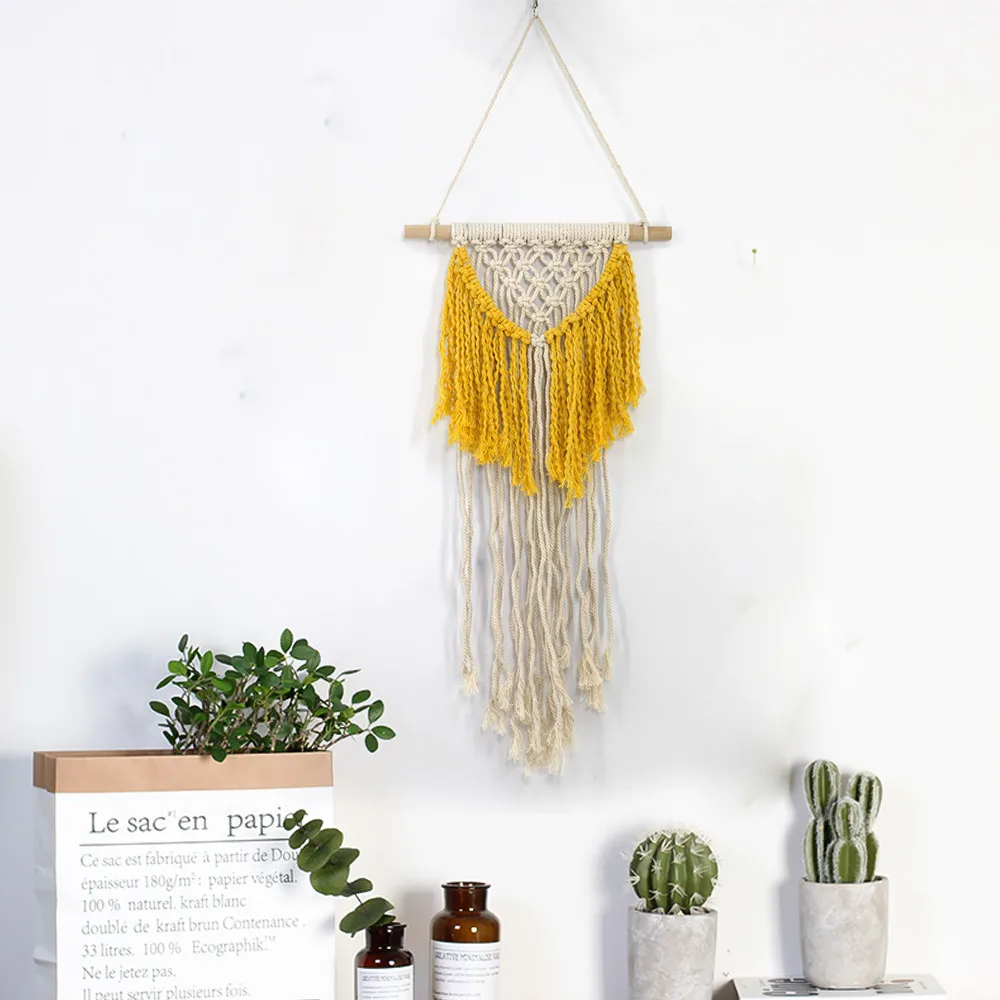 

Hand-woven tapestry Bohemian Macrame Hand Woven Wall Hanging Tapestry Home Art Decoration 18X100cmbohemian wall hanging tapestry