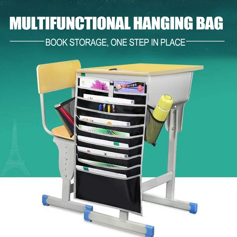 Desk Storage Bag Oxford Magazine Organizer Rack Students Classroom