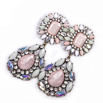 

Fashion accessories wholesale golden costly exaggerated color restoring ancient ways with drill earrings 6pcs/lot