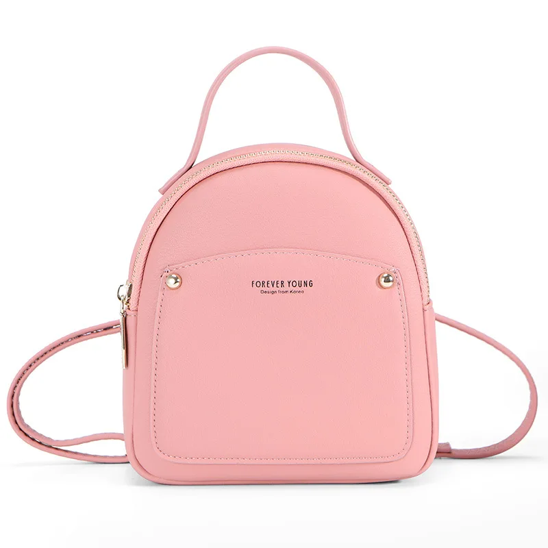 YIZHONG, женский кожаный рюкзак, модная сумка для книг, маленький рюкзак, кошелек, многофункциональная сумка на плечо, mochila feminina - Цвет: pink