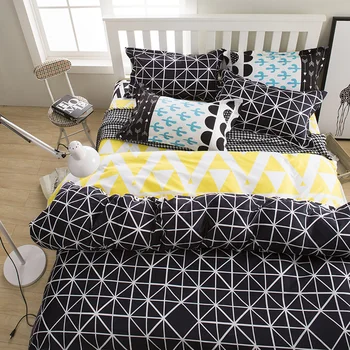 

Grid Classic bedding set striped duvet cover luxury bed linen set Geometric flat sheet set Queen Full Twin King Bed Sets Fashion