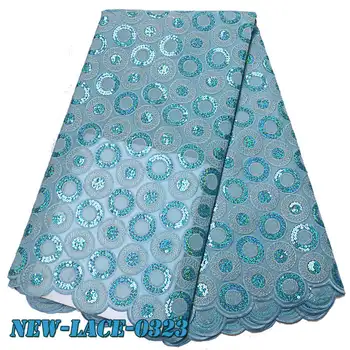 

(5yards/pc) high quality African French net lace fabric in shining sequins embroidery for party dress TM004