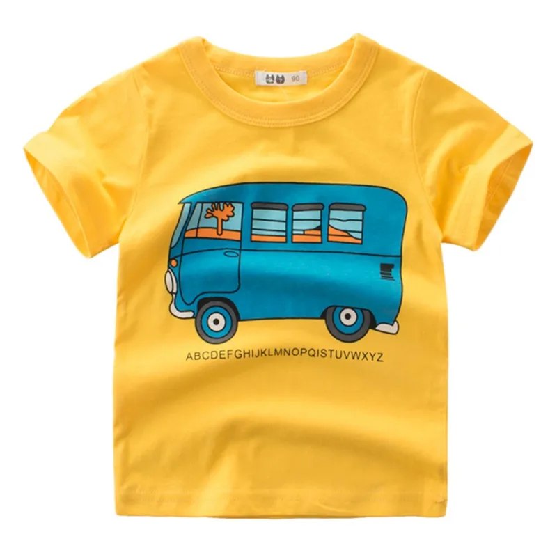 

2-7T Cotton Boys T Shirt Summer Kids Toddler Boys Cartoon Car Short Sleeve T-shirt Tops Children Casual Clothes