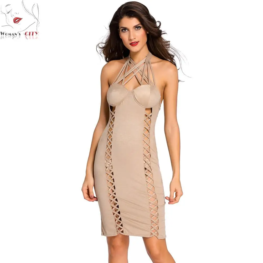 Довольно Dress 2016 Новая Империя Лето Горячая Дамы Замши Холтер Шеи Без Рукавов
