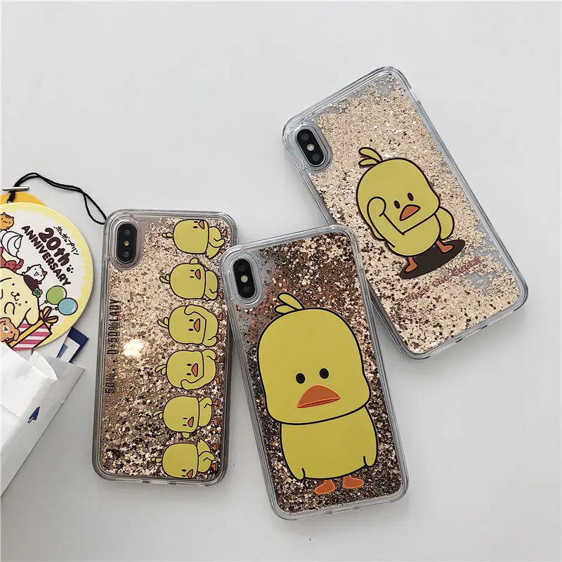 Милый динамический с блестками и жидкостью Прозрачный чехол для iphone 8 Plus 7 6S X XS Max