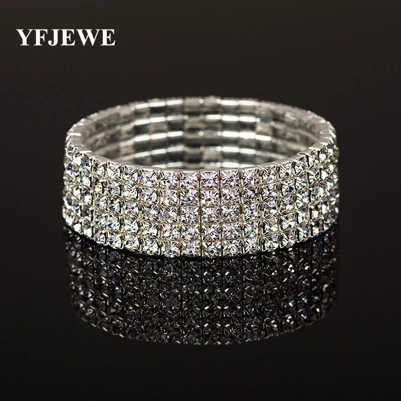 

YFJEWE New fashion multi-layer pearl rhinestone spirally-wound spiral bracelet wide bracelet female Women Accessories B053