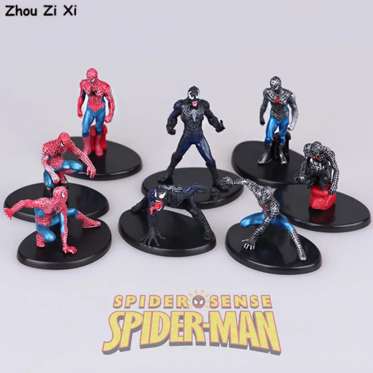 

8pcs/set Marvel Avengers Spider man returns with a full set of 8 different superhero car models and hand-made doll toys toys
