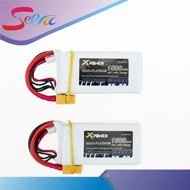 2pcs Lipo 4S Battery 14 8V 1500mah 45C XT60 T EC5 Plug For QAV FPV Remote