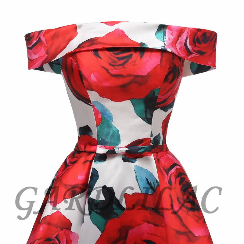 Цветочные Бальные платья/Короткие Выпускные платья белый красный цветок с открытыми плечами бальные платья атласные для женщин