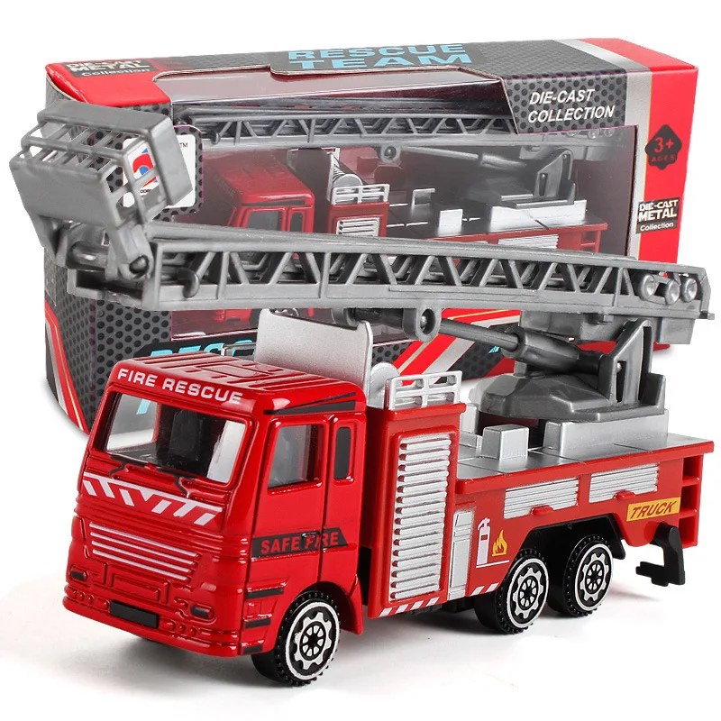 

Aerial Ladder Fire Truck Fire Engine Alloy Pull Back Car Toys for Children Boys Toys Garbage Truck Kids Baby Children's Day Gift