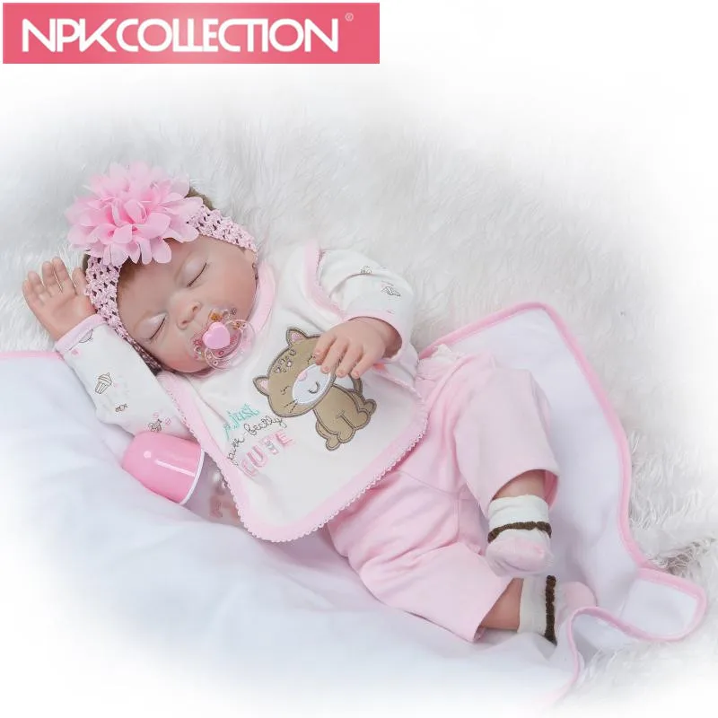 

NPK 50cm Silicone Reborn Sleeping Baby Doll Kids Playmate Gift for Girls Baby Alive Soft Toys for Bouquets Doll Bebe Reborn Toys