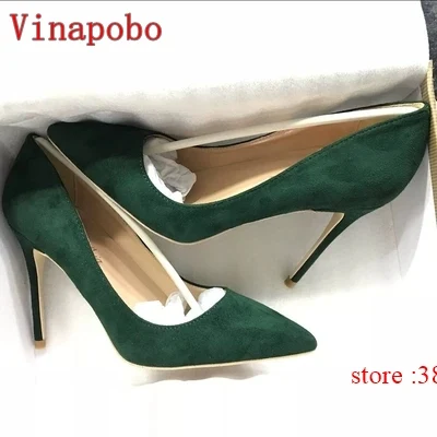 Vinapobo/Замшевые модельные туфли-лодочки на шпильке с острым носком свадебные туфли на очень высоком каблуке 12 см без застежки фиолетовые, желтые, синие, красные - Цвет: 12cm