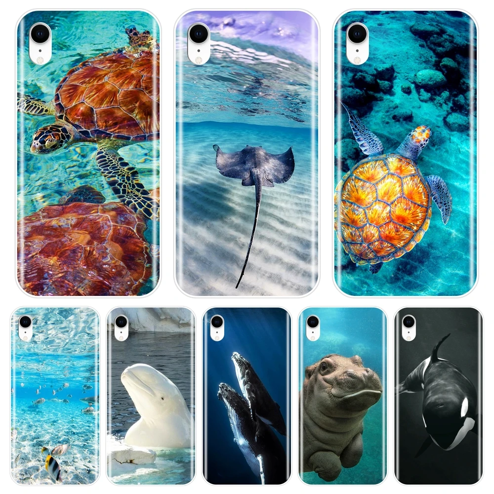 

Back Cover For iPhone 6 S 6S 7 8 X XR XS Max Soft Silicone Turtle Fish Blue Ocean Sea Case For iPhone 6 S 6S 7 8 Plus Phone Case