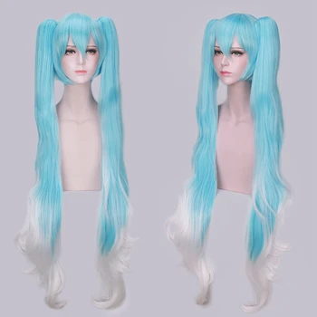

2017 New Cosplay Wig for Women Girls Anime Wig Snow Miku 120cm Long Straight Curly Wavy Costume Wig Halloween Christmas Party