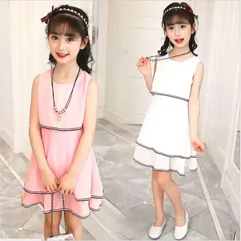 

Summer fashion girls dress bows princess kids dress for baby girls 2018 new 4 8 10 12 Year kids Clothes cotton clothing