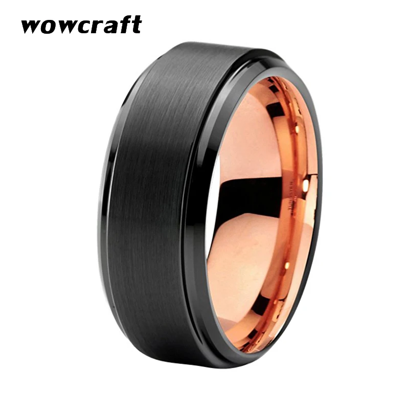 

8mm Black Rose Gold Ring Women Men Tungsten Wedding Band Matte Finish Engagement Ring Gift Tungsten Wedding Jewelry Comfort Fit