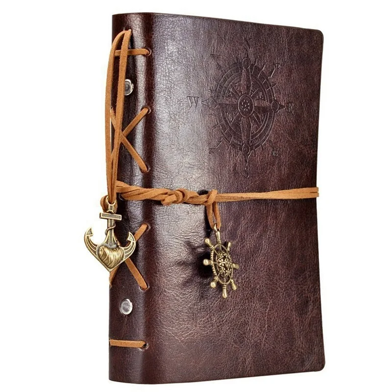 Diary Blank Note Book Vintage Journal Traveler A5 Leather Kraft Paper Sketchbook 