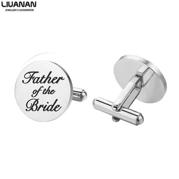 

Mens Wedding Cufflinks Father of The Bride Groom Gifts Stainless Steel Wedding Engagement Jewelry Dad Papa 6 Different Engraving