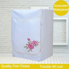 Чехол с вышивкой для стиральной машины, чехол бежевого цвета, водонепроницаемый и солнцезащитный барабан машины, защитный чехол для дома