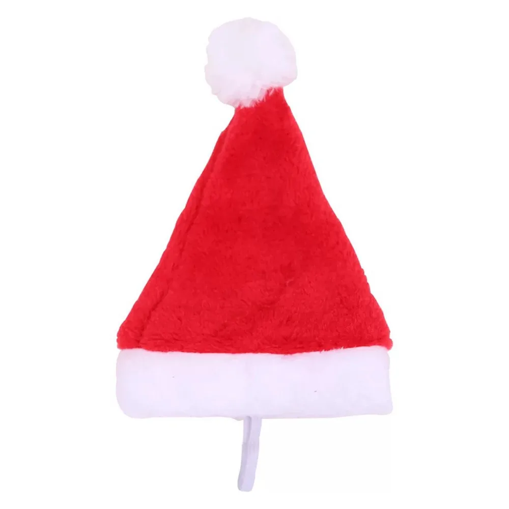 Популярные зимние красные рождественские шапки Санта Клауса, теплая шапка для щенка с шариками, плюшевые тканевые головные уборы для щенков, рождественские принадлежности
