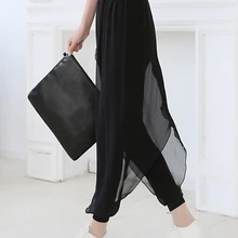 50 шт./лот Fedex Быстрая женский, Черный шифон Дамские шаровары элегантный Досуг капри свободные Повседневное ботильоны Длина Брюки для девочек