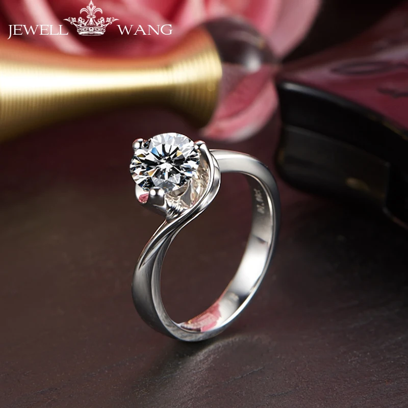 Jewellwang Moissanites обручальные кольца для женщин 18 К белое золото розовое специальное изысканное кольцо 0.5ct Certified vvs1