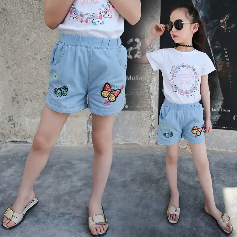 Girls Butterfly Denim Shorts Teenage Short Jeans Pants Capris Summer Clothing For Girls Short Pants For Kids Butter Fly Shorts Shorts Aliexpress