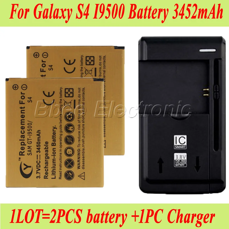 1 партия = шт. зарядное устройство + 2 3450 мАч аккумулятор для Samsung Galaxy S4 I9500 GT-I9500 I337 I545