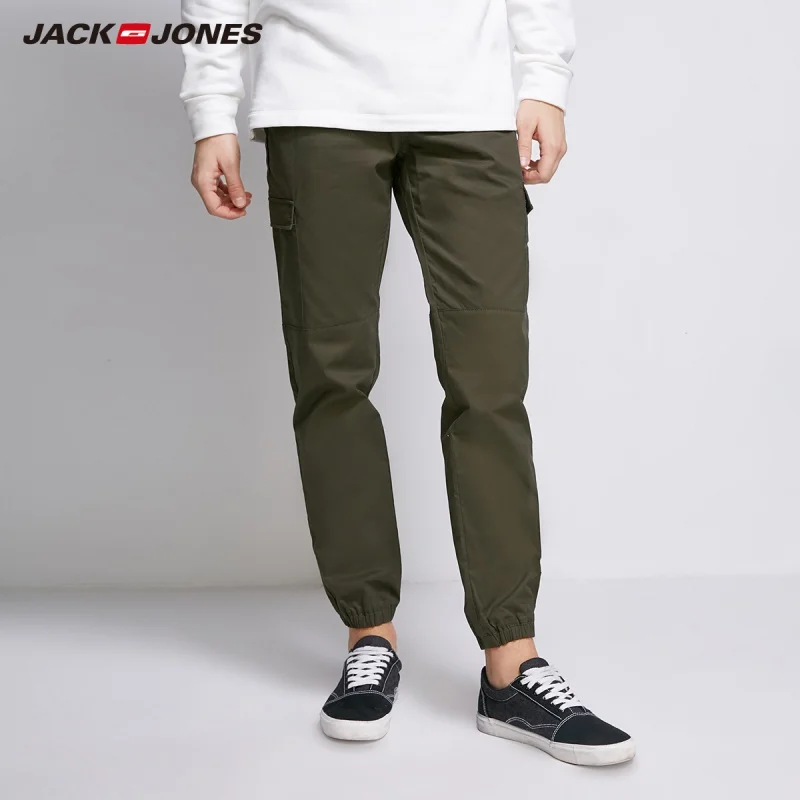 

JackJones 100% cotton loose fit ankle-tied leisure pants overall Men Slim Fit Fashion Trousers Male Brand Clothing |218314520