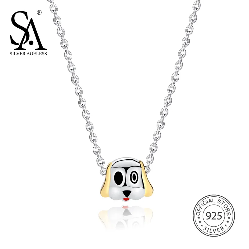 

SILVER AGELESS 925 Sterling Silver Dog Pendant Chain Necklaces 18K Gold Color Plated Chain Necklaces 925 Silver Dog Necklaces