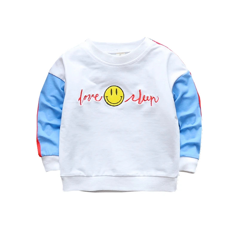 

Spring Autumn Children Boys Girls Cotton Clothes Baby Cartoon Smile T-shirt Fashion Kdis Casual Clothing Toddlers Sport Costume