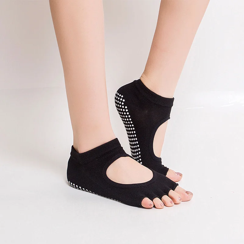Yoga Socks Slippers Sports Dance Half Finger Sock Women Girls Slip