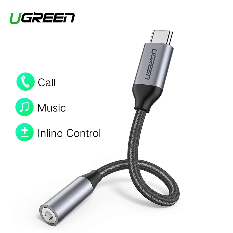 

Ugreen Type c to 3.5mm Headphone jack 3.5 AUX USB C Cable For Huawei P30 pro Xiaomi Mi 9 8 se Oneplus 7 pro Audio USB C Adapter