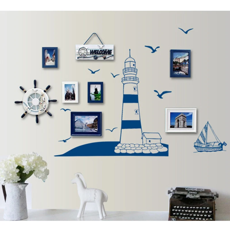 Removable Lighthouse Seagulls Sailing Ship Ocean Wall Sticker Home Decor Decal for Kids Room Bedroom Glow In Dark Wall Sticker