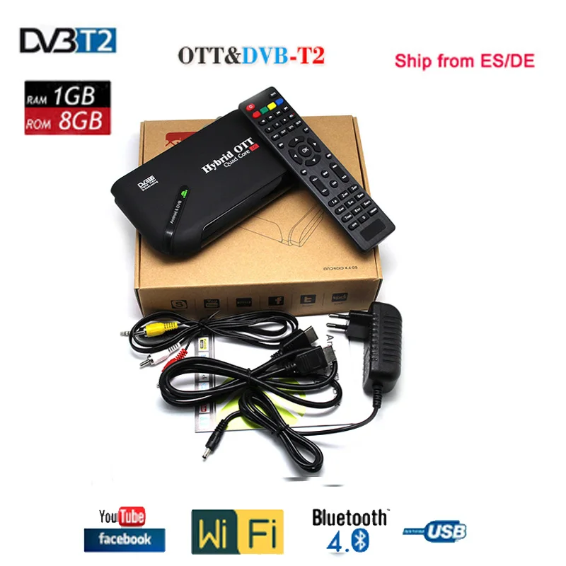 

Android 7.1 1GB+8GB DVB-T2 Amlogic S905D Quad Core 4K Media player TV Box support Bluetooth DLNA DVB-T2 Satellite Receiver